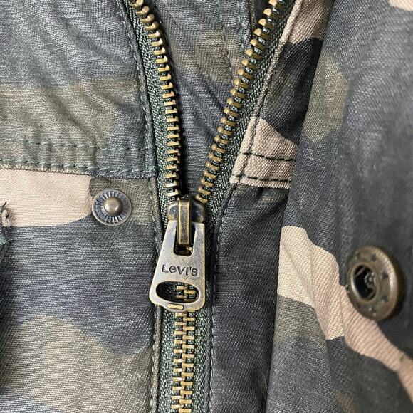 Levi’s Mens Camo Military Hooded Trucker Jacket Size M Green Streetwear Gorpcore - Picture 7 of 11